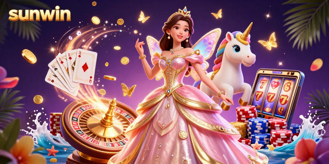 Experience the thrill of sunwin as golden coins cascade and characters come alive in this vibrant online casino scene.