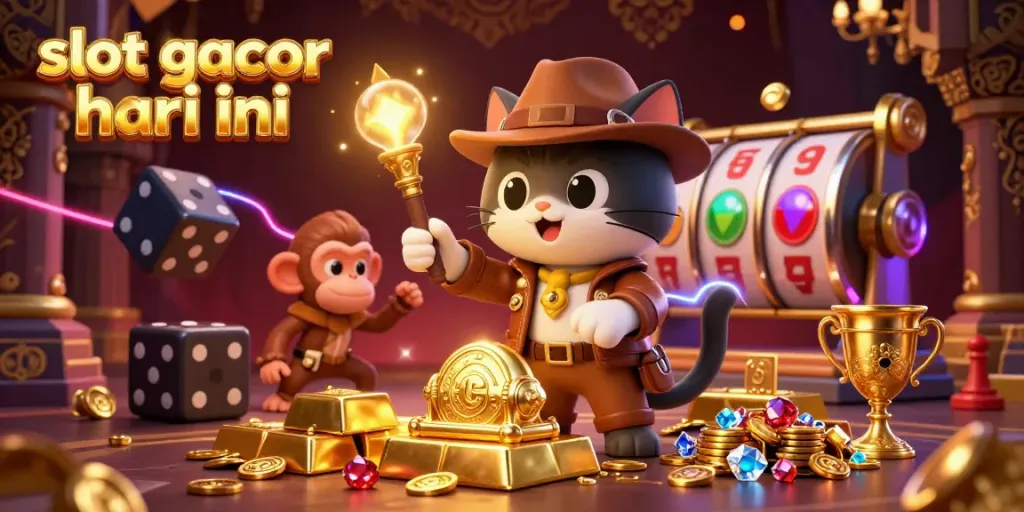 Slot gacor hari ini yang menarik dengan penjelajah kucing arkeolog dan harta karun kasino berkilauan.