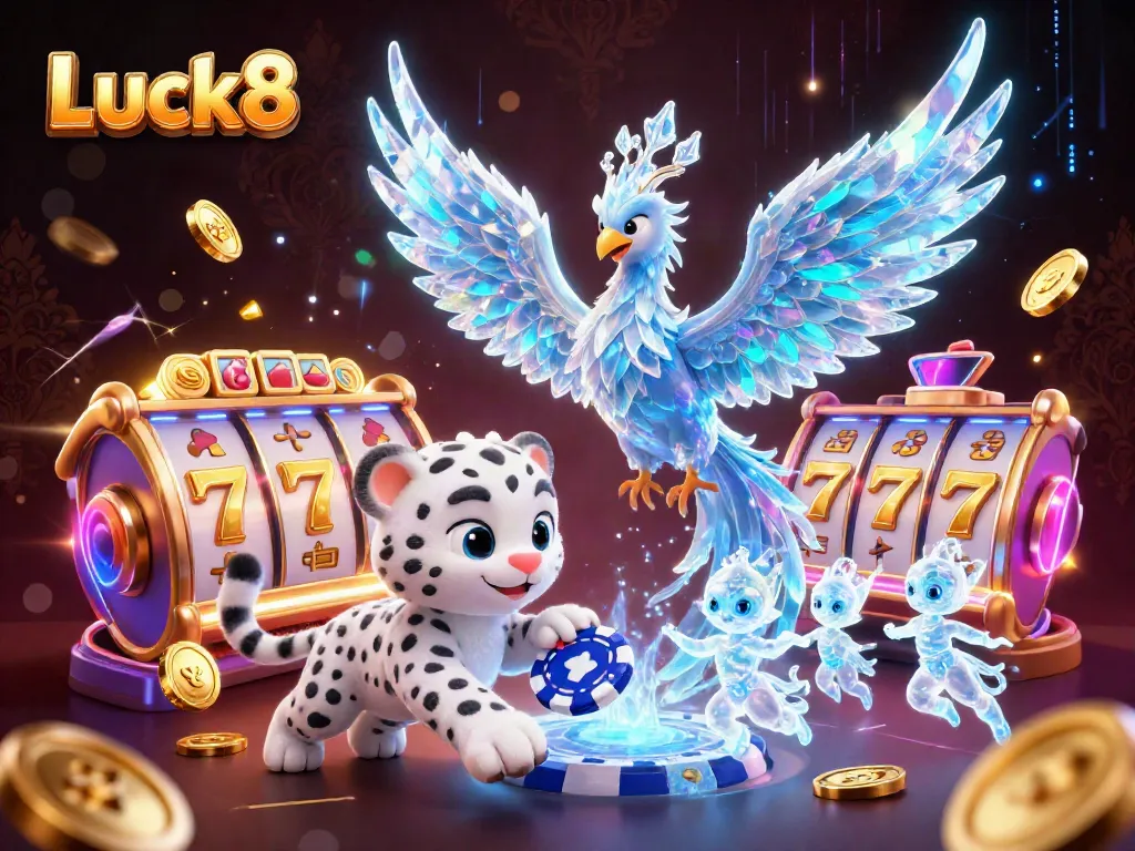 Experience thrilling gameplay with Luck8's vibrant and dynamic casino elements, showcasing a rich 3D illustration.