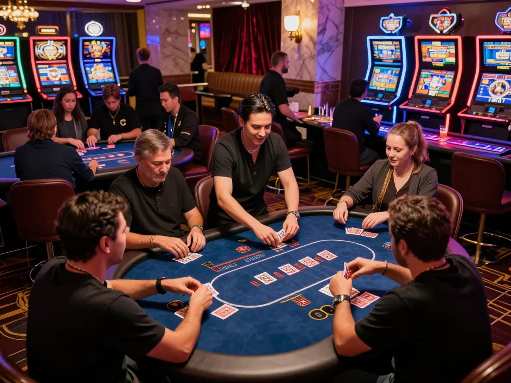 Experience strategic gameplay at https://mb66ax.com/ with players enjoying a vibrant poker night atmosphere