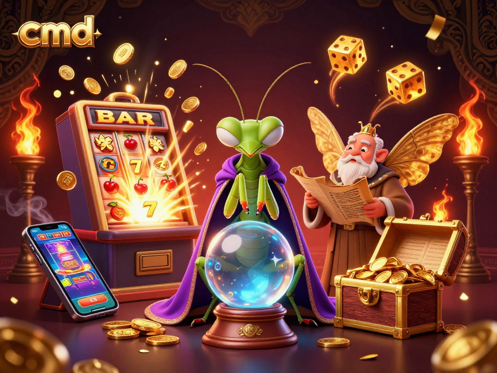 Experience the cmd casino magic with lively characters and dynamic gaming elements in a vibrant scene.