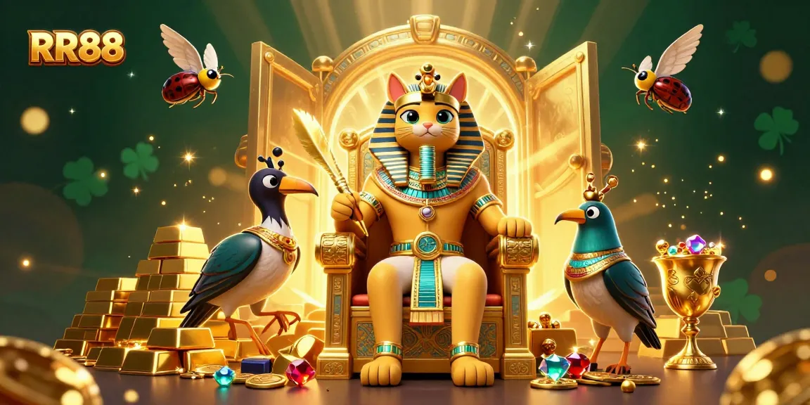 Experience thrilling rewards at RR88 with an Egyptian pharaoh cat and treasure elements.
