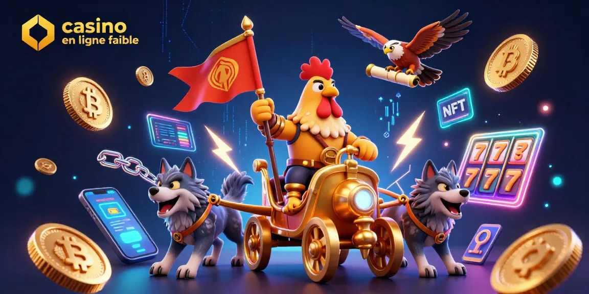 Plonger dans l'univers des jeux avec un casino en ligne fiable, illustré par un seigneur coq et deux loups féroces.
