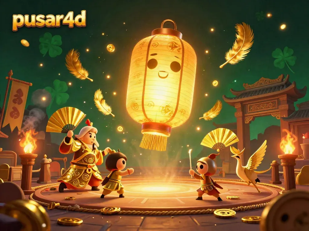 Pusar4d showcases a spectacular Asian-themed casino scene with vibrant characters and dynamic gambling elements.