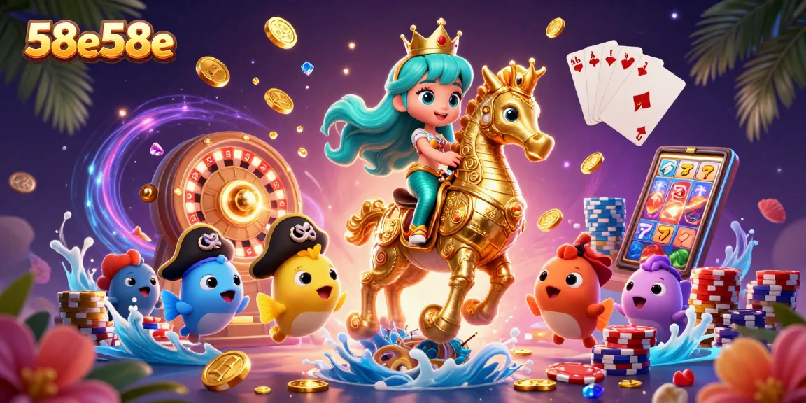 Visualize a magia de 58e58e com uma princesa sereia em uma corrida emocionante, cercada por elementos de cassino vibrantes.