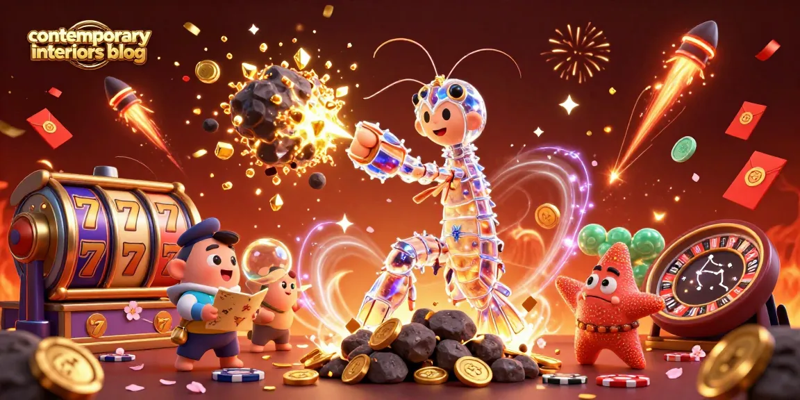 Experience festive gaming action on the contemporary interiors blog with dynamic 3D casino artwork showcasing winning symbols.
