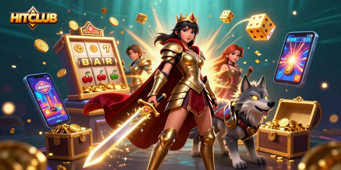 Feeling the thrill of HITCLUB with a warrior queen amidst a burst of casino jackpots and games.