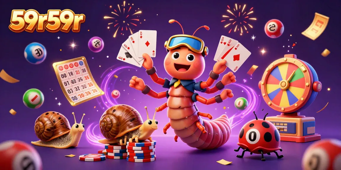 Engage with 59r59r's exciting casino scene featuring lively cartoon characters and vibrant game elements.