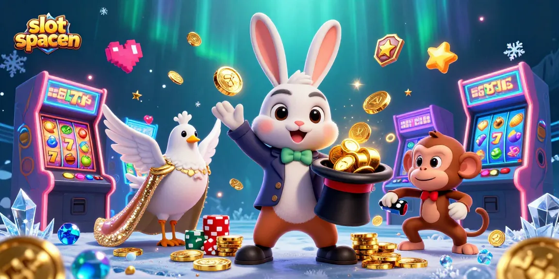 Play engaging slot spaceman with vibrant characters pulling coins amidst casino-themed excitement.