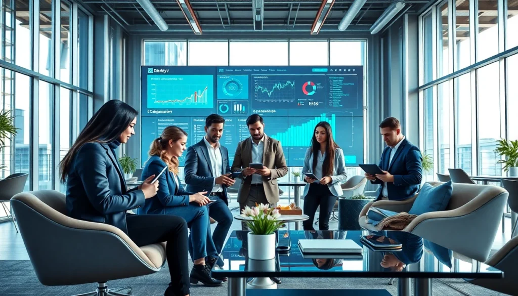 Engaging technology workspace demonstrating high-tech devices and collaborative tools in action.