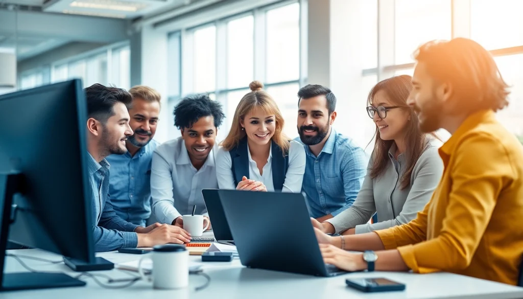 Showcase managed IT service professionals collaborating effectively in a modern office.