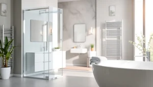 Entdecken Sie Produkte der sonni sanitär GmbH in einem modernen Badezimmer. Hochwertige Duschen und Heizkörper.