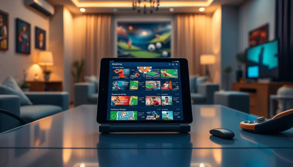 Engaging view of digital sports betting sites India showcased on a tablet in a modern setting.