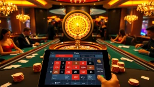 Players enjoying an exciting game at 11win casino, with vibrant roulette and poker elements.
