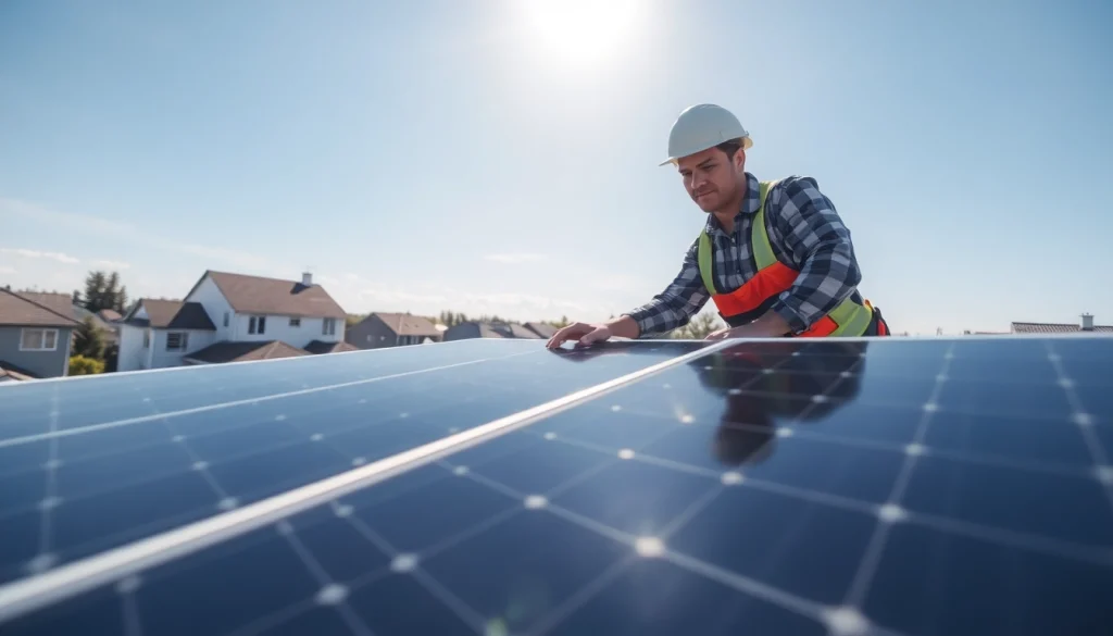 Solar Installers Near Me providing expert installation service on a residential solar panel.