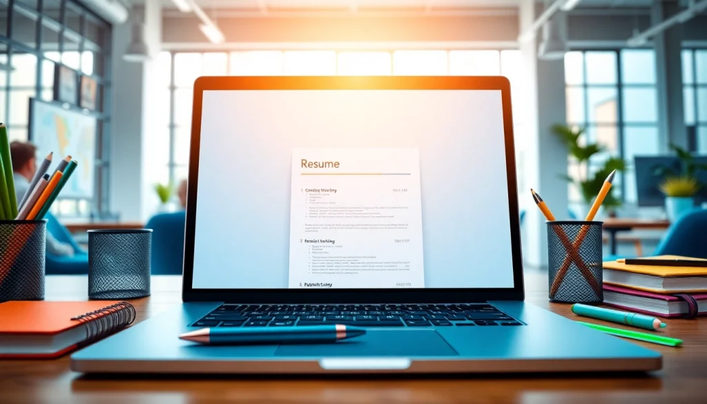 Create a modern resume with a user-friendly Resume Builder interface, showcasing design elements.