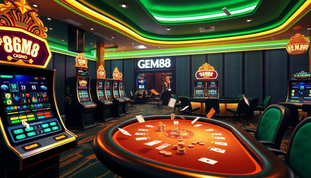 Experience the thrill of gambling at Gem88 with a luxurious virtual casino showcasing exciting games.
