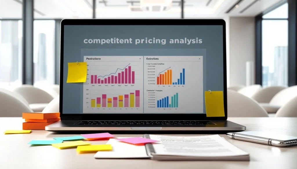 Analyze competitor pricing strategies with a professional workspace filled with analytical tools.