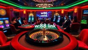 Experience the thrill of high-stakes gaming at W88 link, featuring luxurious roulette and vibrant slot machines.