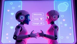 Engaging AI sexting chat scene with animated characters and interactive elements
