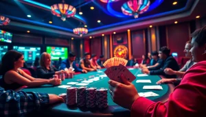 Engage with the excitement of 166bet Login through a vibrant casino scene with poker chips and a roulette wheel.