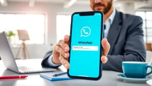 Engage with customers efficiently using WhatsApp Business CRM in a professional office setting.