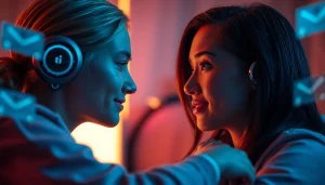 Engaging interaction showcasing 'sex ai chat' in a cozy virtual setting with AI chatbots.