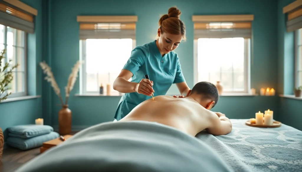 스웨디시 마사지 중인 마사지사와 편안한 스파 환경을 보여주는 장면