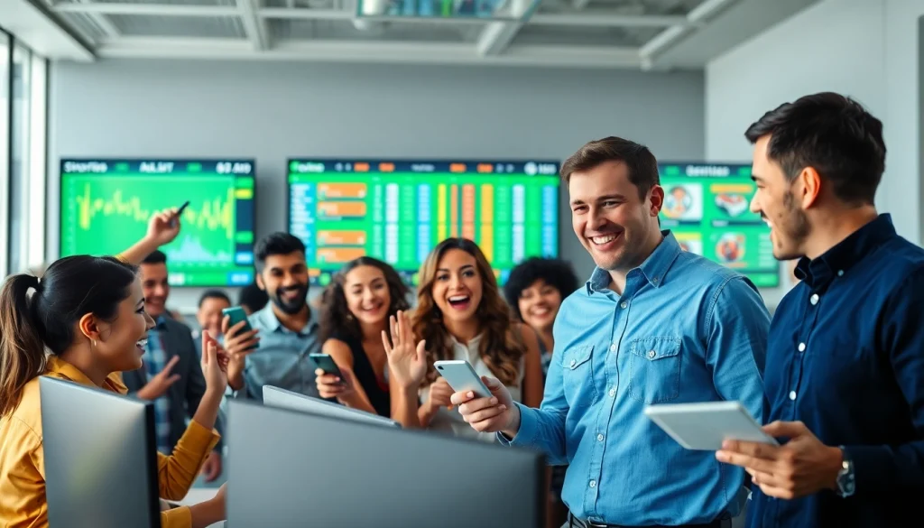 Engaging representation of sportsbooks in British Columbia showcasing bettors using online platforms.