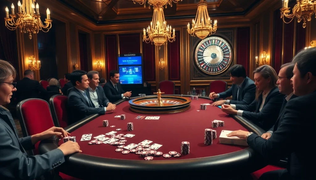 The f12 App enhances the high-stakes poker experience with elegant gamblers at a casino table.