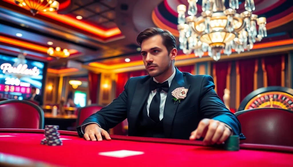 Engage in the thrilling 136bet Login experience at a luxury casino table with poker chips and cards.