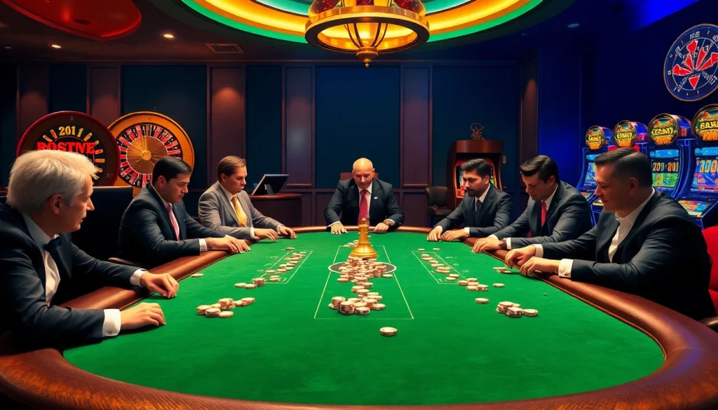 Engage with S 8 strategy at a luxurious casino poker table with players immersed in the game.