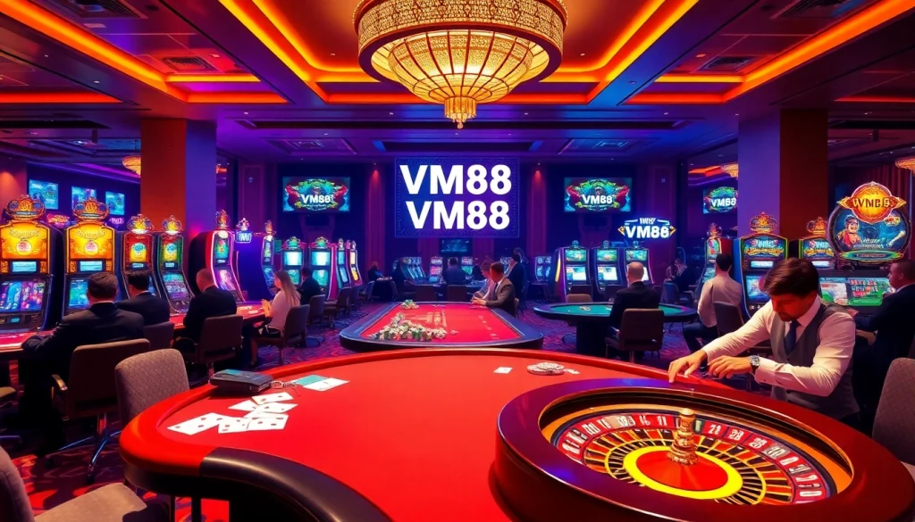 Experience the thrill of gambling at VM88 with vibrant casino tables and exciting games.
