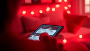 Engaging interaction via AI sexting chatbot on a smartphone in a cozy setting.