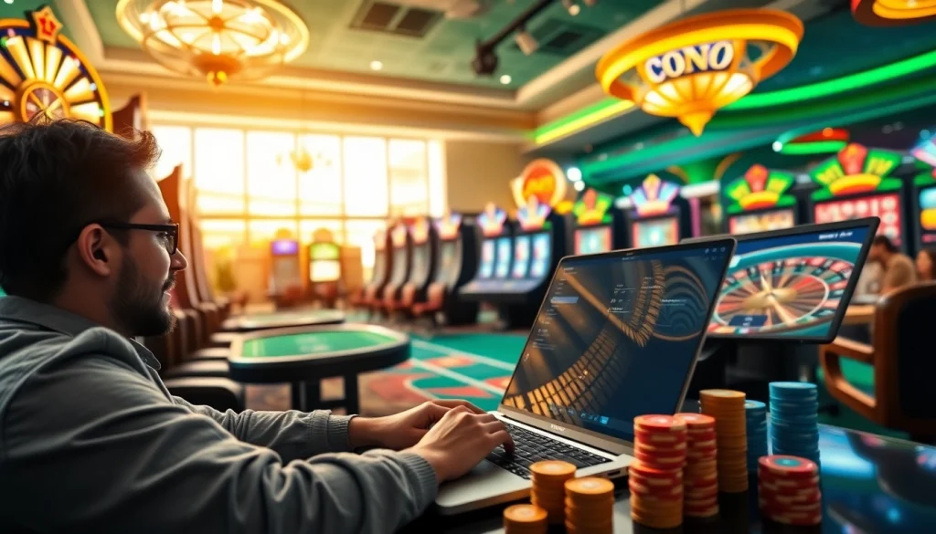 Experience the excitement of Canadian casinos online with vibrant gaming elements and enthusiastic players.