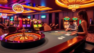 Players winning at go8 casino tables showcasing excitement in a luxurious setting.