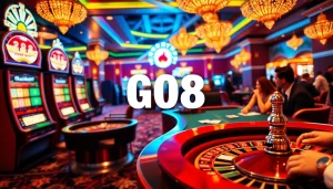 Players enjoying a thrilling moment at GO8 casino games with vibrant slot machines.