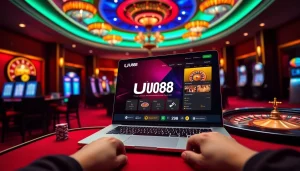Experience thrilling online gambling with UU88 on a sleek, modern casino interface.