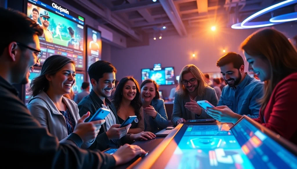 Exciting live betting scene at okvipwin.live with diverse users engaging in online gambling.