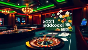 Engaging casino scene illustrating lk21 indoxxi, showcasing roulette, poker chips, and vibrant gambling atmosphere.