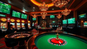 Exciting sports betting action at adobet88 with vibrant casino elements and engaged players.