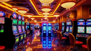 A thrilling scene of casino players engaging with slot demo mahjong machines, showcasing vibrant Mahjong-themed gameplay.