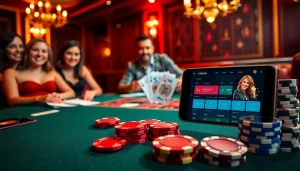 Experience excitement at a vibrant poker table, featuring OKFUN COM betting action with colorful chips.