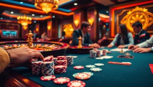 The thrilling atmosphere at https://89bet.green/ showcases a vibrant poker game with colorful chips and cards.