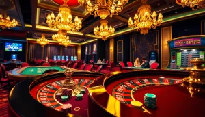 Experience luxury gambling at https://www.vaoluoitv.com/ with a vibrant casino scene showcasing roulette, blackjack, and betting excitement.