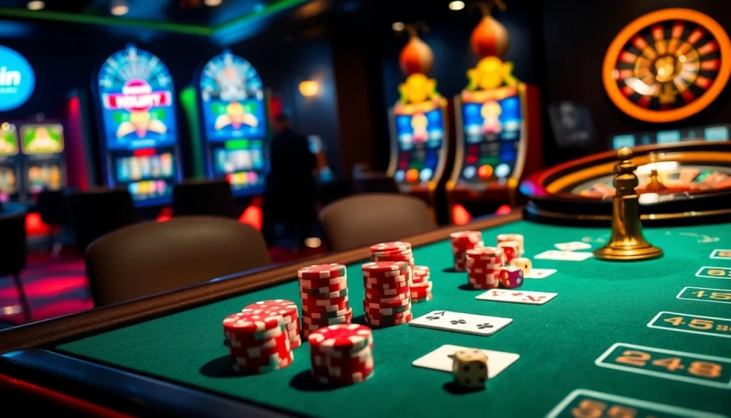 Experience thrilling gameplay at Kkwin's high-end casino featuring vibrant tables and modern slot machines.