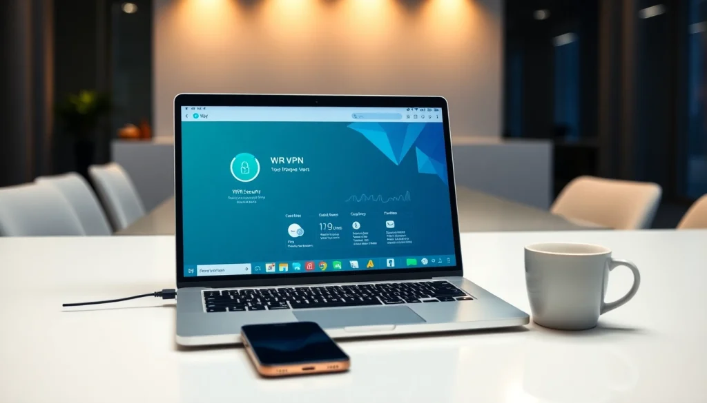 快连下载 interface displayed on a laptop, illustrating secure and fast connectivity.