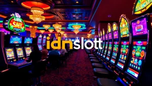 Experience the thrill of idnslot with players enjoying winning moments on vibrant slot machines.