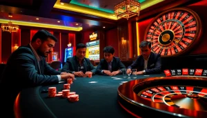 Engage with mv88 at the luxurious poker table, featuring high-quality chips and intense players.