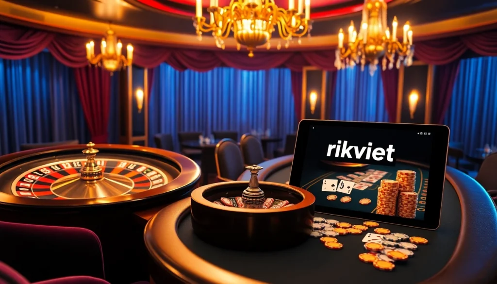 Experience the excitement of online gambling at rikvip.gb.net with vibrant casino visuals.